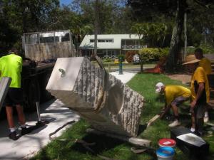 Erecting a stone monument